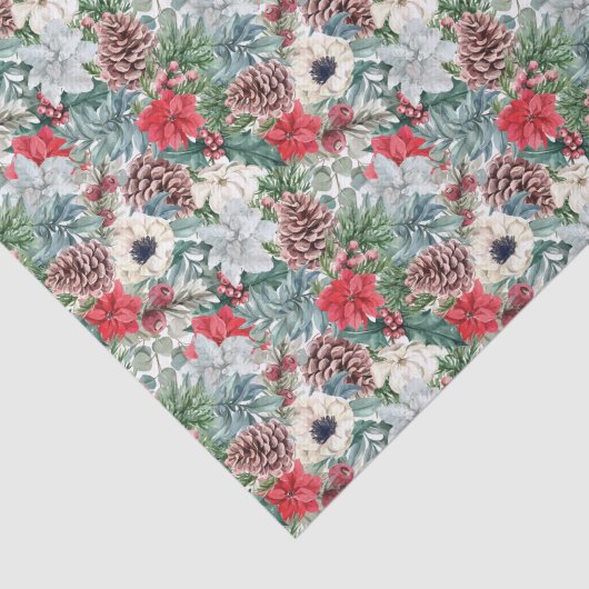 Feestelijk Foliage Bloemen Kerstmis Vakantie Patro Tissuepapier (Detail)