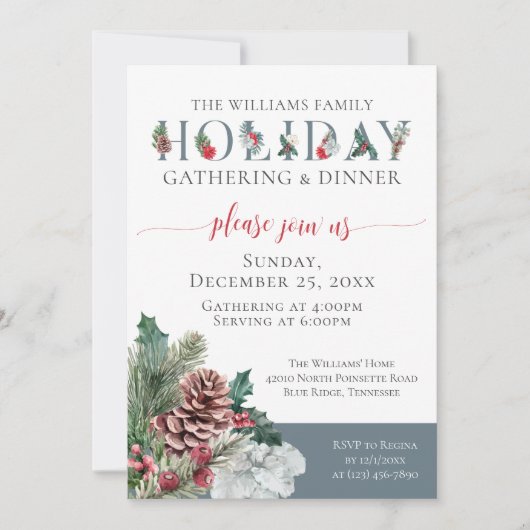 Feestelijk Foliage Familie Vakantie Diner uitnodig Kaart (Voorkant)