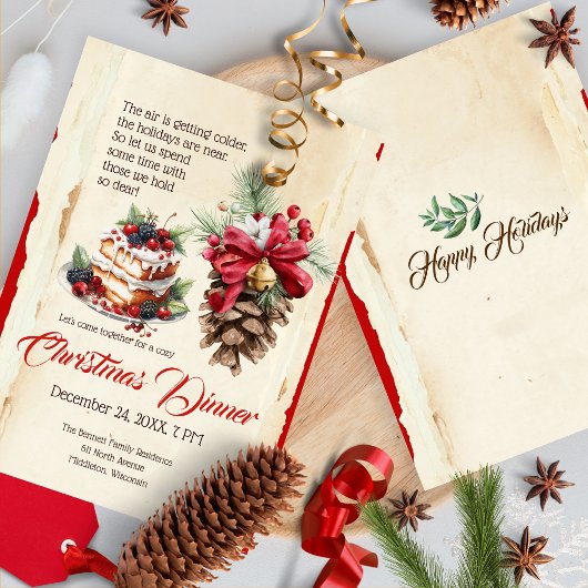  Feestelijk Foliage Pine Cone Floral Christmas Kaart