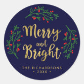 Feestelijk Foliage Vrolijk en Heldere Vakantie Ronde Sticker (Voorkant)