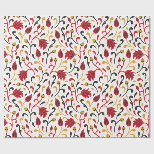 Feestelijk Folk Art Patroon Wrapping Papier (Vlak)