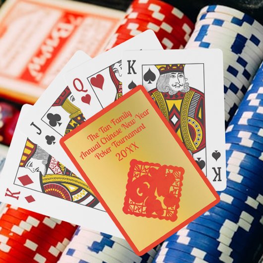 Feestelijk Fortuin Chinees Nieuwjaar Pokerkaarten