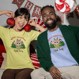Feestelijk Fun: Beige & Green Schattige Christmas T-shirt