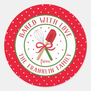 Feestelijk Gebakken met Liefde Gepersonaliseerde V Ronde Sticker