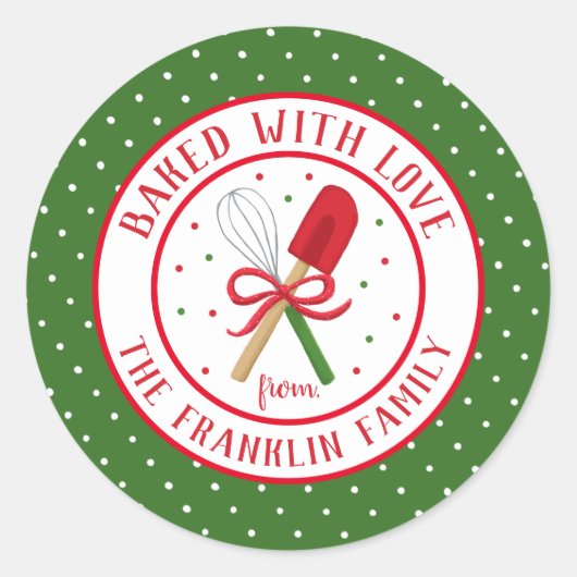 Feestelijk Gebakken met Liefde Gepersonaliseerde V Ronde Sticker (Voorkant)