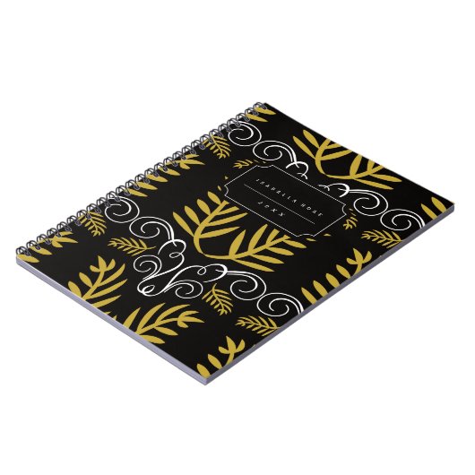 Feestelijk gebladerte Art Deco Goud  Chique Vakant Notitieboek (Linkerzijde)