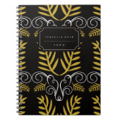 Feestelijk gebladerte Art Deco Goud  Chique Vakant Notitieboek (Voorkant)