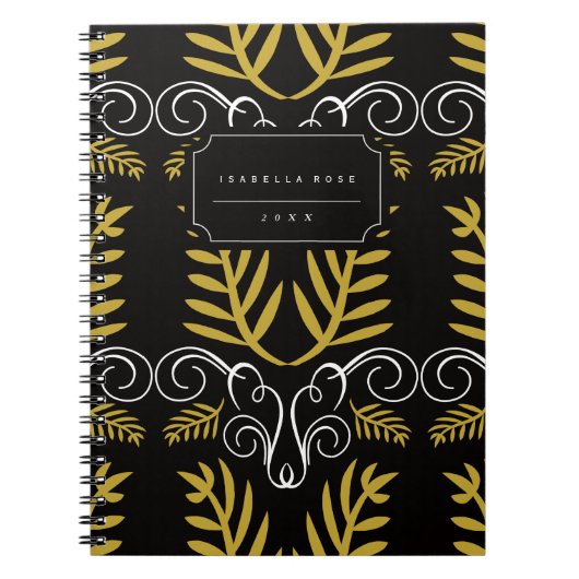 Feestelijk gebladerte Art Deco Goud Chique Vakant Notitieboek (Voorkant)