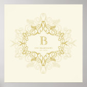 Feestelijk gebladerte Art Deco Lijst Monogram Vaka Poster (Voorkant)