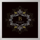 Feestelijk gebladerte Art Deco Monogram  Vakantie Poster (Voorkant)