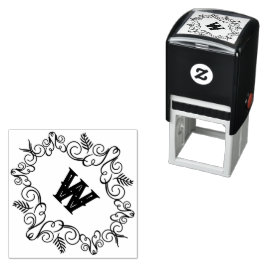 Feestelijk gebladerte Art Deco Monogram  Vakantie Zelfinktende Stempel