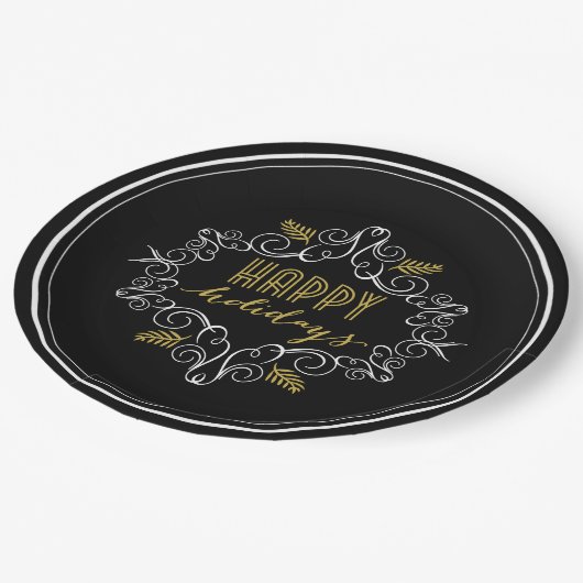 Feestelijk gebladerte Art Deco  Prettige feestdage Papieren Bordje (Gekanteld)