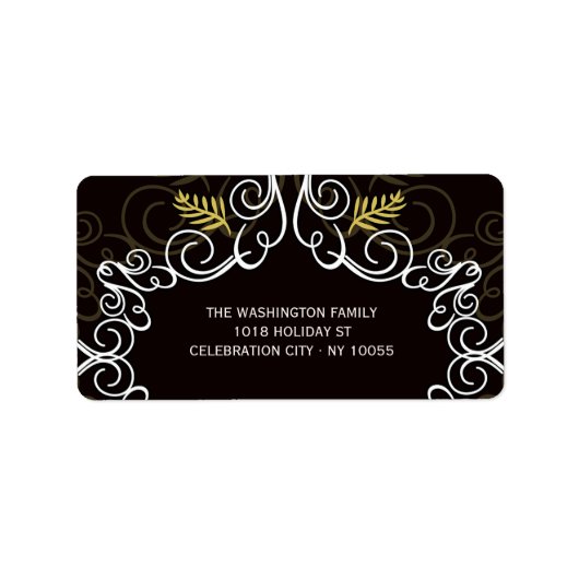 Feestelijk gebladerte Art Deco  vakantieadres Etiket (Voorkant)