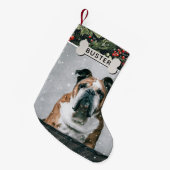 Feestelijk gebladerte Custom Dog Foto & Naam Kleine Kerstsok (Voorkant (Hangend))