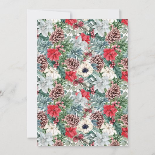 Feestelijk gebladerte Familie Kerstdiner uitnodigi Kaart (Achterkant)