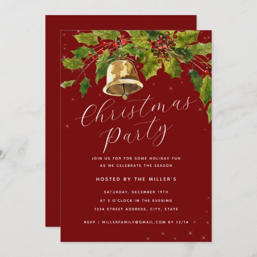 Feestelijk gebladerte kerstfeest kaart (Voorkant / Achterkant)