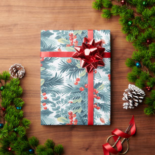 Feestelijk gebladerte kerstinpakpapier cadeaupapier