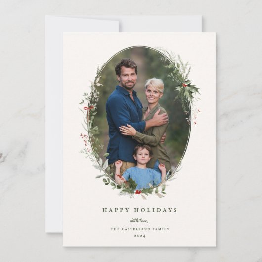 Feestelijk gebladerte Lijst Flat Holiday Photo Car Feestdagenkaart (Voorkant)