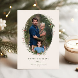 Feestelijk gebladerte Lijst Flat Holiday Photo Car Feestdagenkaart