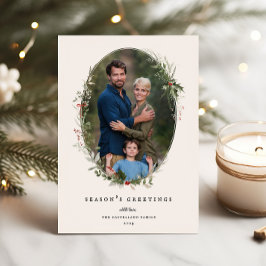 Feestelijk gebladerte Lijst Flat Holiday Photo Car Feestdagenkaart