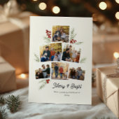 Feestelijk gebladerte Photo Tree Lijst Flat Holida Feestdagenkaart