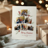 Feestelijk gebladerte Photo Tree Lijst Flat Holida Feestdagenkaart