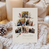 Feestelijk gebladerte Photo Tree Lijst Flat Holida Feestdagenkaart