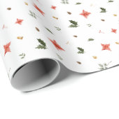 Feestelijk gebladerte vakantiepatroon cadeaupapier (Rol Hoek)