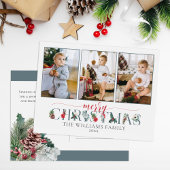 Feestelijk gebladerte Vrolijk Kerstfeest Bloemen 3 Briefkaart