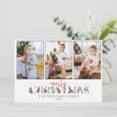 Feestelijk gebladerte Vrolijk Kerstfeest Bloemen 3 Kaart (Staand voorkant)