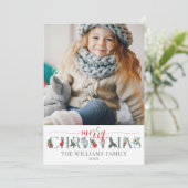 Feestelijk gebladerte Vrolijke Kerstmis Bloemen Gr Kaart (Staand voorkant)