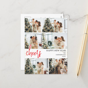 Feestelijk gejuich   Elegante nieuwjaarsfotocollag Feestdagenkaart