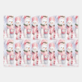 Feestelijk gejuich met lachende sneeuwpoppen en sn inpakpapier vel (Voorkant 3)
