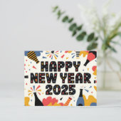 Feestelijk Gelukkig Nieuwjaar 2025 Graphic Feestdagenkaart (Staand voorkant)