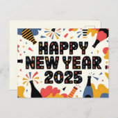Feestelijk Gelukkig Nieuwjaar 2025 Graphic Feestdagenkaart (Voorkant / Achterkant)