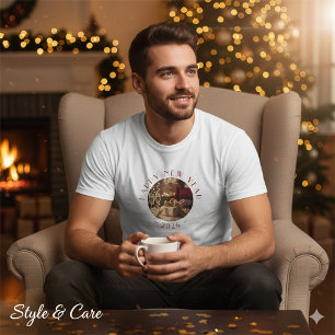 Feestelijk Gelukkig Nieuwjaar Aangepaste Foto Teks T-shirt