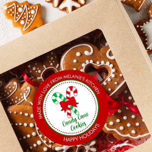 Feestelijk gemaakt met liefde Candy Cane Christmas Ronde Sticker