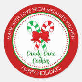 Feestelijk gemaakt met liefde Candy Cane Christmas Ronde Sticker (Voorkant)