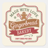 Feestelijk gemaakt met liefde Gingerbread bakkerij Vierkante Sticker (Voorkant)