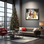 Feestelijk genot: vrolijke zwarte kerstman poster