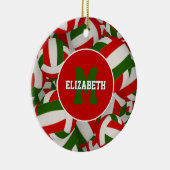 feestelijk gepersonaliseerd rood-groen volleybal keramisch ornament (Rechts)