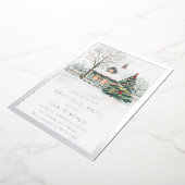 Feestelijk Gezellig Zilver Folie Kerstfeest Folie Uitnodiging (Gedraaid)