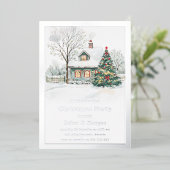 Feestelijk Gezellig Zilver Folie Kerstfeest Uitnodiging (Staand Voorkant)