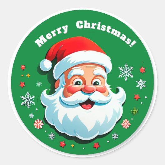Feestelijk gezicht van Kerstman Ronde Sticker (Voorkant)
