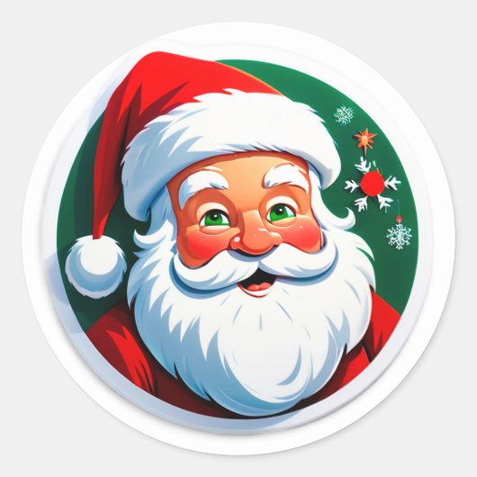 Feestelijk gezicht van Kerstman Ronde Sticker (Voorkant)