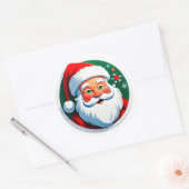 Feestelijk gezicht van Kerstman Ronde Sticker (Envelop)