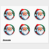 Feestelijk gezicht van Kerstman Ronde Sticker (Vel)