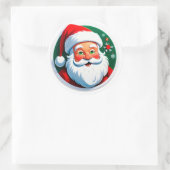 Feestelijk gezicht van Kerstman Ronde Sticker (Tas)