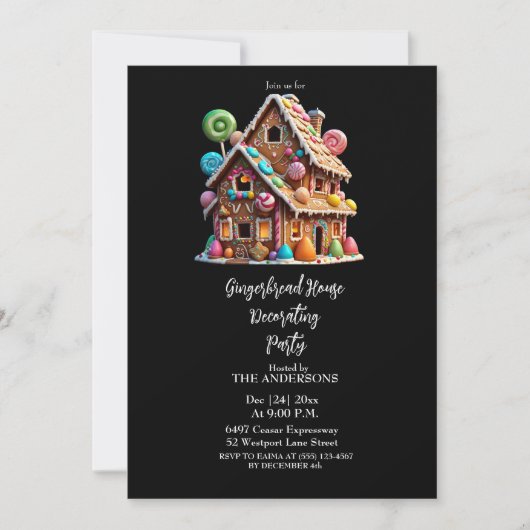 Feestelijk Gingerbread House Kerstfeest Kaart (Voorkant)