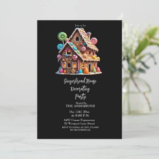 Feestelijk Gingerbread House Kerstfeest Kaart (Staand voorkant)